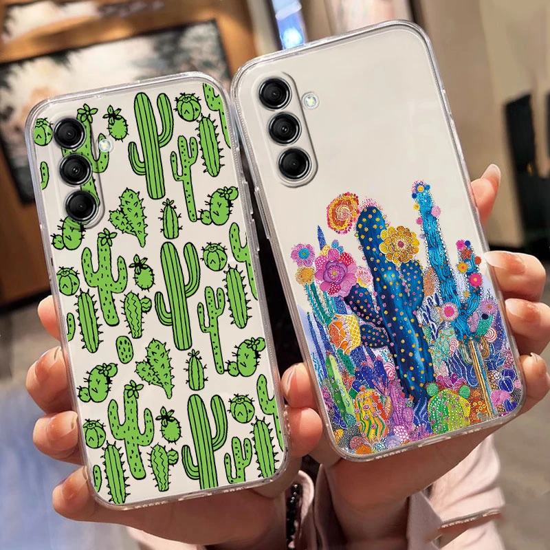 For Samsung Galaxy M13 M14 M15 F15 C55 F55 F23 M23 M34 M35 M54 M55 5G Luxury Flower Plants Fashion Silicone TPU Clear Phone Case