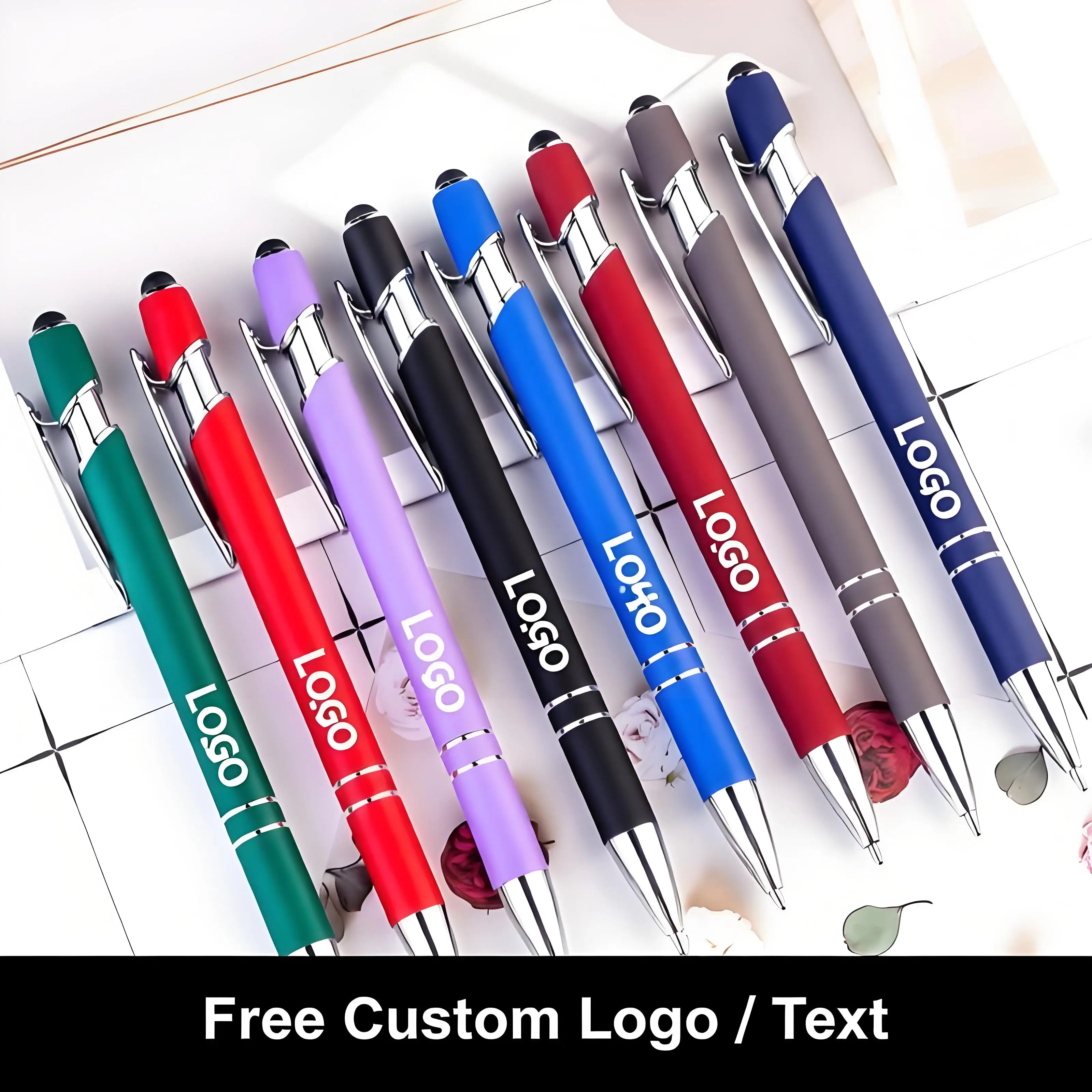 

50pcs Bulk Custom Pens Personalized Name Engraved Logo Ballpoint Pen For Promotion Gifts