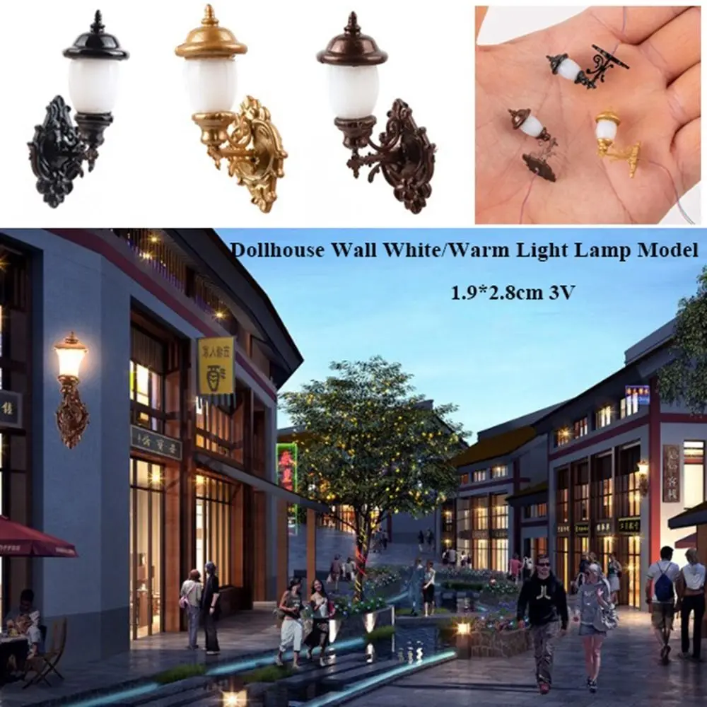 1.9*2.8cm Dollhouse Wall Lamp ABS Metal Material House Garden Decor White/Warm Light Model 3V Garden Yard Led Light