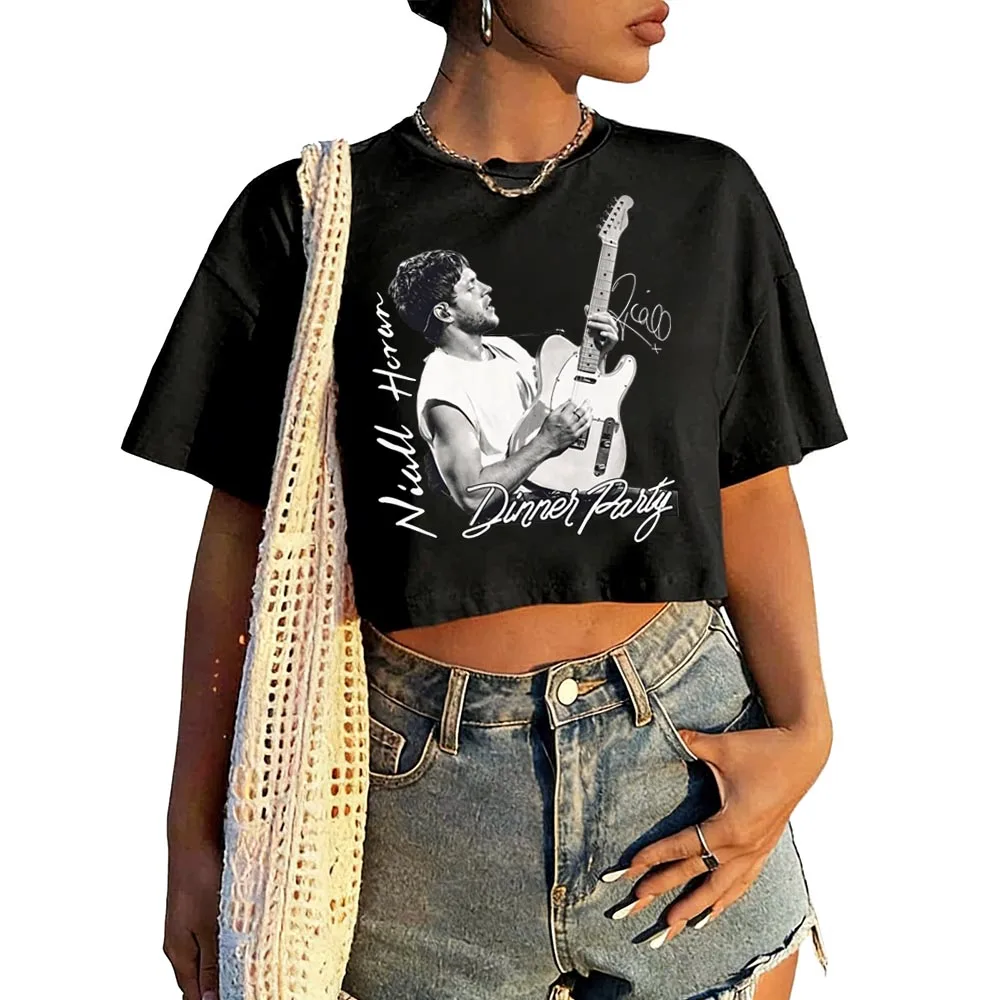 Niall Horan Dinner Party Shirt Women O-Neck Short Sleeves Crop Tops T-shirt