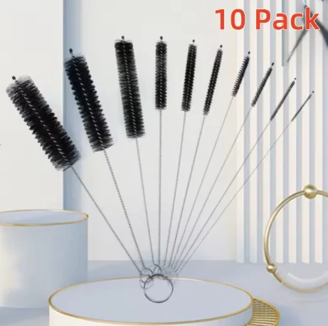 10-Pack 20cm Stainless Steel Bottle Cleaning Brushes Reusable Multi-Purpose Straw Brushes for Bottles
