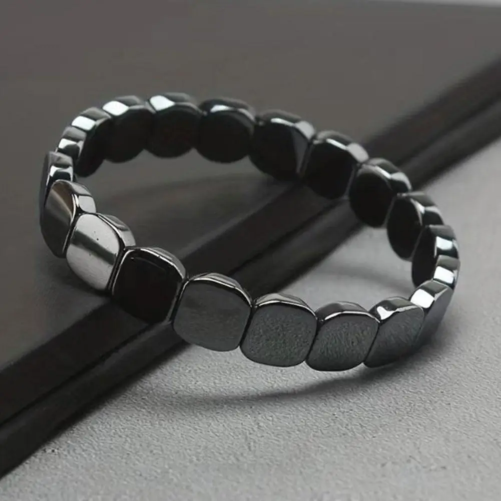 Men Hematite Bracelet Loss Weight No-magnetic Black Hematite Bead Bracelet Healing Health Therapy Balance Pulsera Jewelry Gift