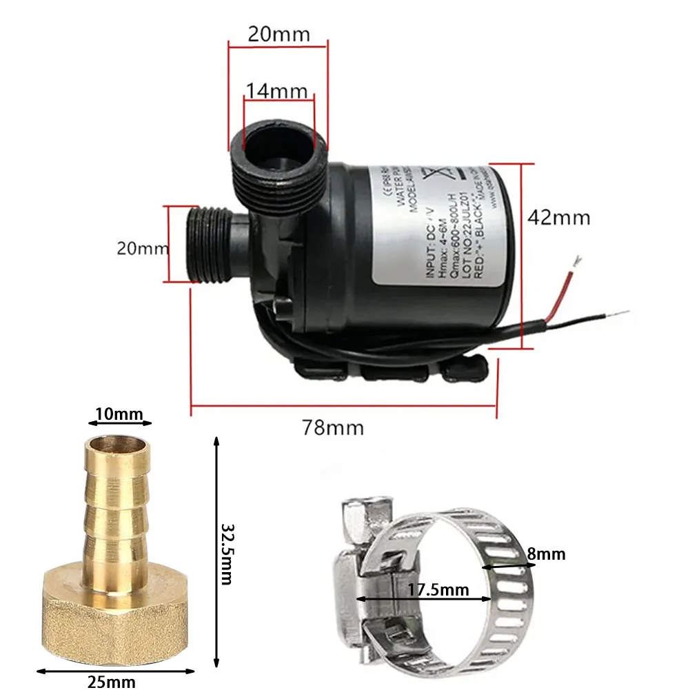 

1pcs DC12V Water Pump Brushless 800L/H Silent Submersible Water Circulation Pump Tool 19W Submersible Pump