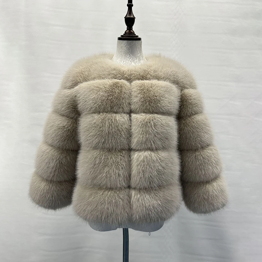 

Women's Fashion Warm Stitching Imitation Fox Fur Coat Autumn Winter New Style European American Design Wholesale Factory Outlet