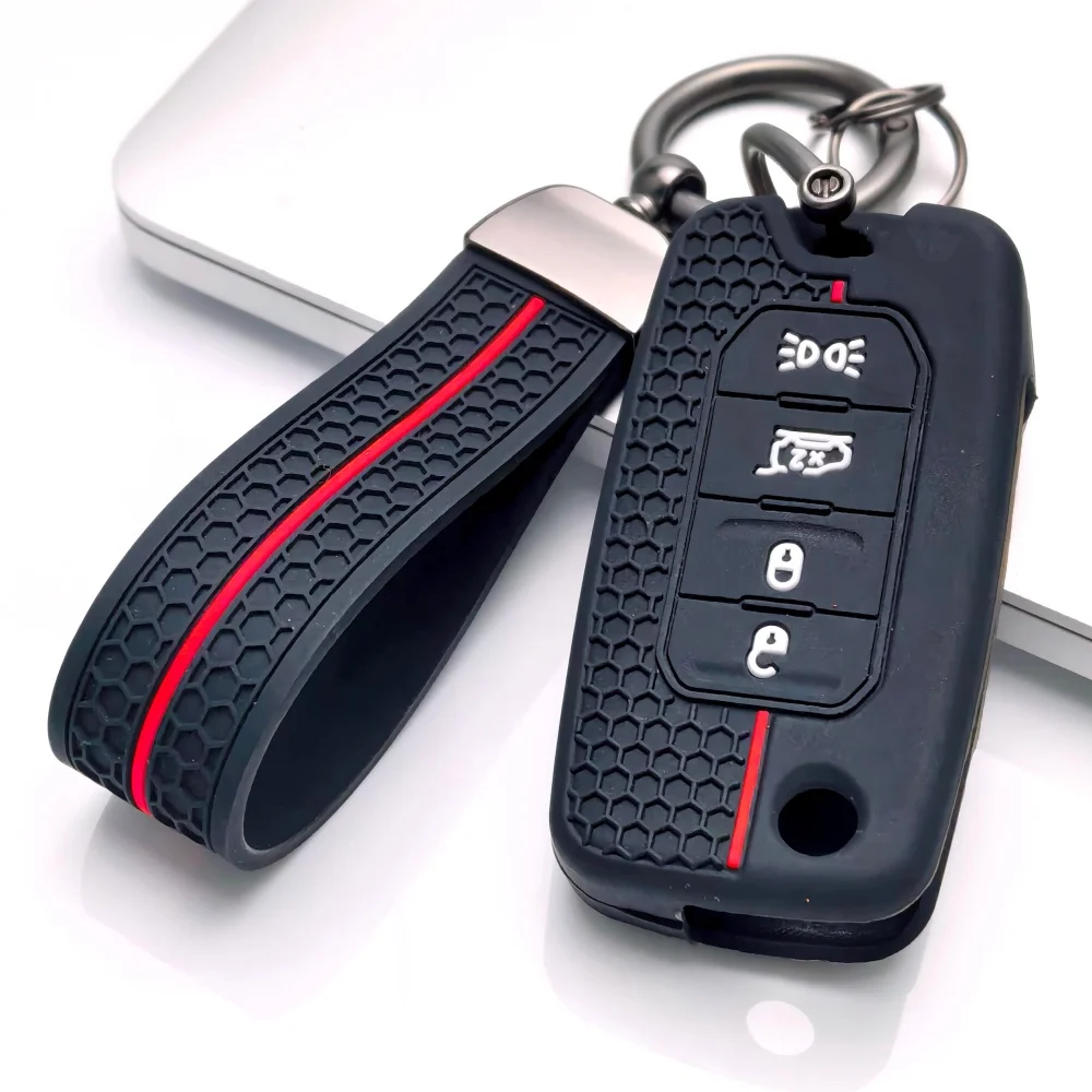 Silicone Car Remote Key Case Fob for Jeep Cherokee Compass S Renegade Grand Commander for Dodge Journey Challenger Jcuv Charger