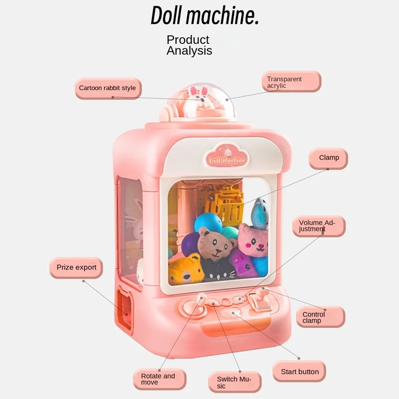 Mini Doll Claw Machine Kids Toys Coin Operated Play Game Automatic Doll Vending Machine Arcade for Birthday Children\'s Day Gift