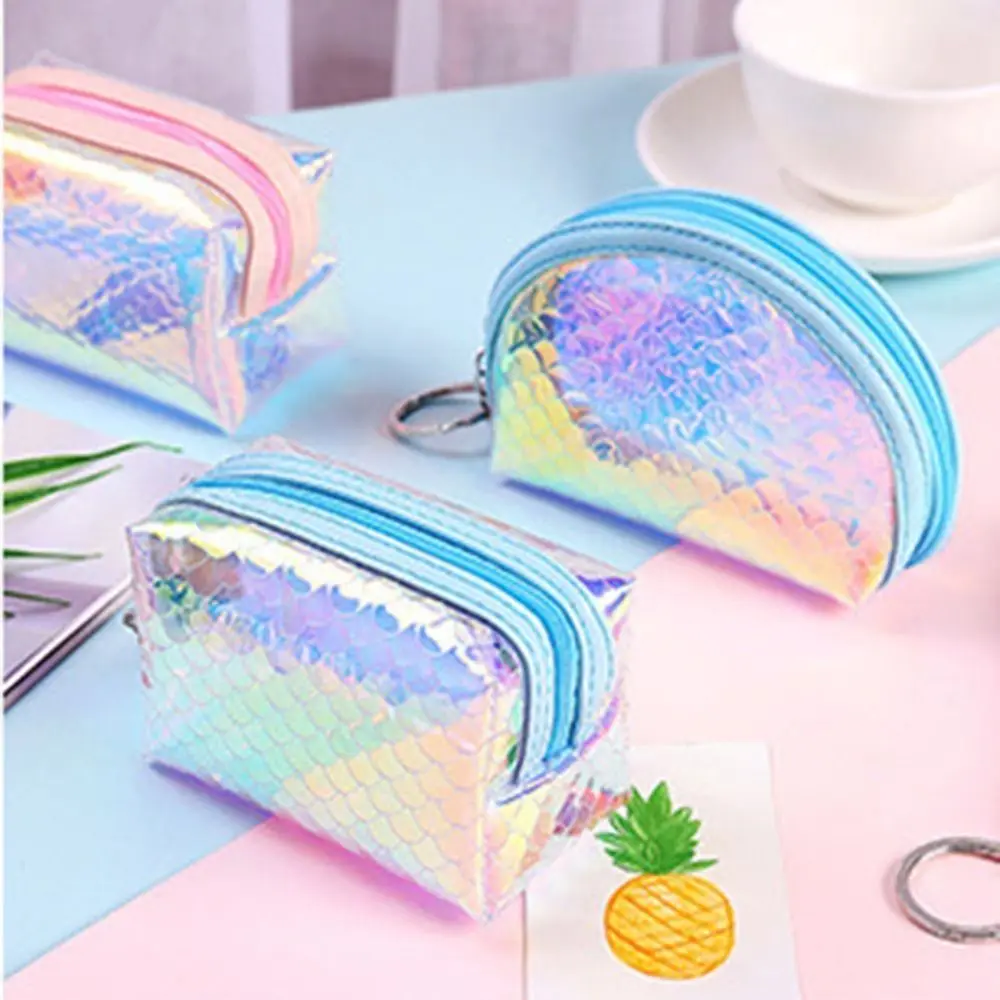 

Female Wash Bag Portable Coin Purse Mini Laser Colorful Storage Bag Ins Style Gift Card Pouch Key