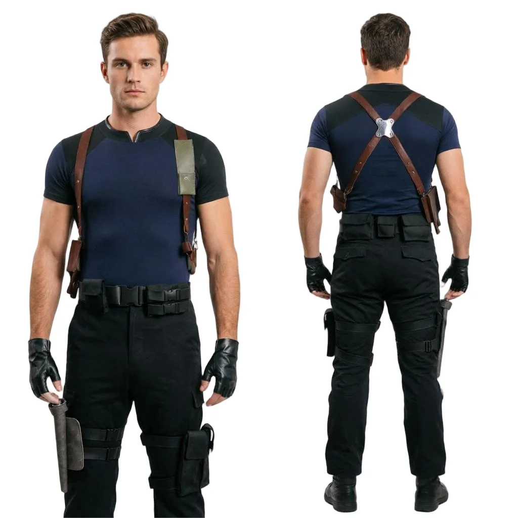 Disfraz de Cosplay de Agente Leon de Fantasia para Hombre, Traje de Biohazard, Ropa de Fantasía para Hombre, Disfraz para Halloween, Carnaval y Fiestas