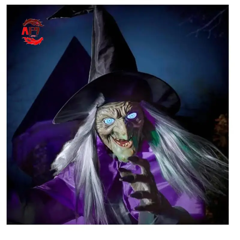 

AF90-Halloween Broom Witch Decoration 6-Foot-Tall Flying Witch Decoration Halloween Decoration