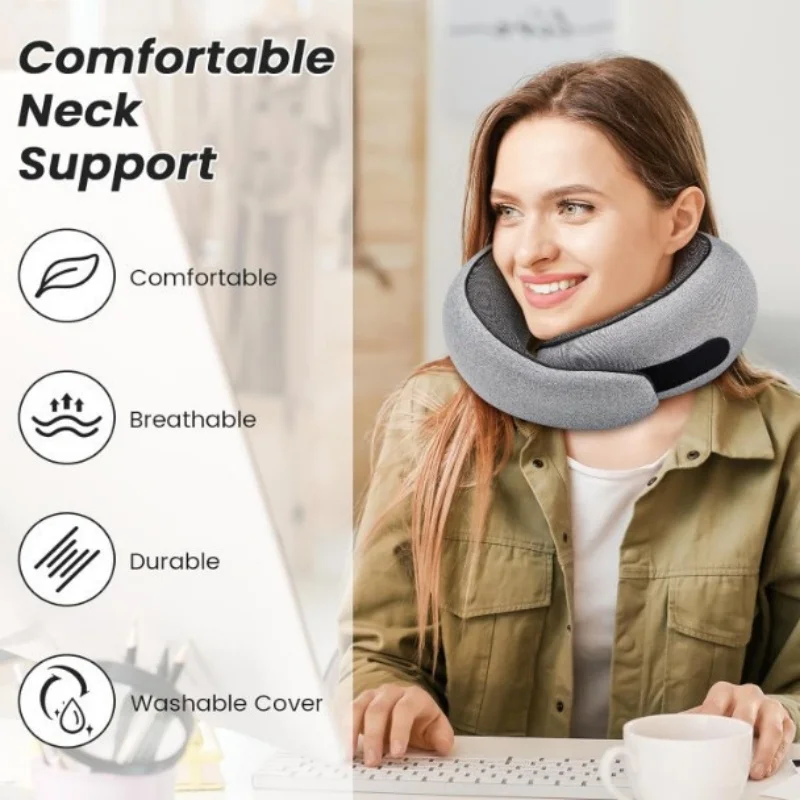 Memory Foam Travel Neck Pillow U-shaped Pillow Snail Style Travel Neck Support Portable Adjustable Soft Noon Break Sleep Pillows