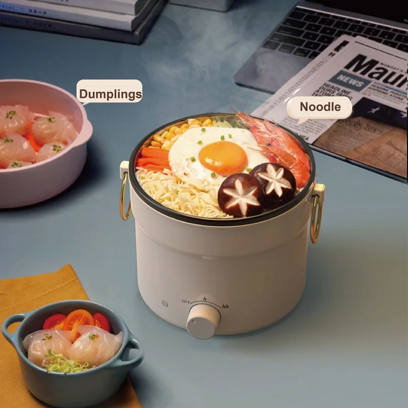 1L Electric Cooking Pot Student Dormitory Low Power Hot Pot Multifunction Breakfast Machine Steamer Non-stick Frying Pan 220V