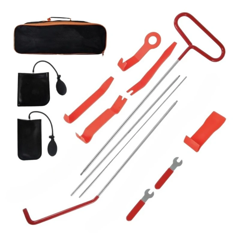 

13PCS Car Door Tool Kit Inflatable Air Pump Auto Window Door Open Fixing Gripper Tools Long Reach Kits with Carrying Bag