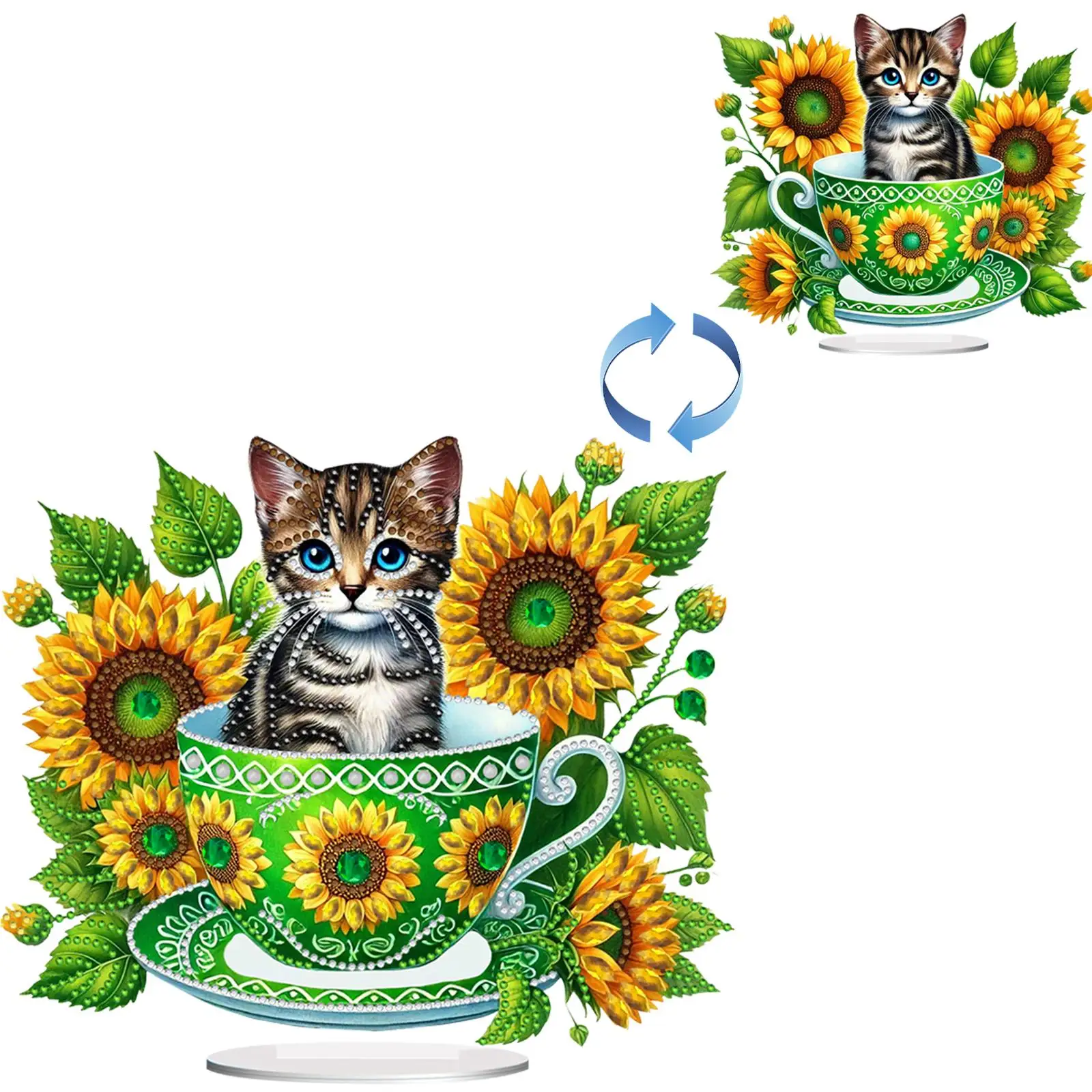 

2D Flat Print Teacup Cat DIY Diamond Painting Desktop Decorations Desktop Decor