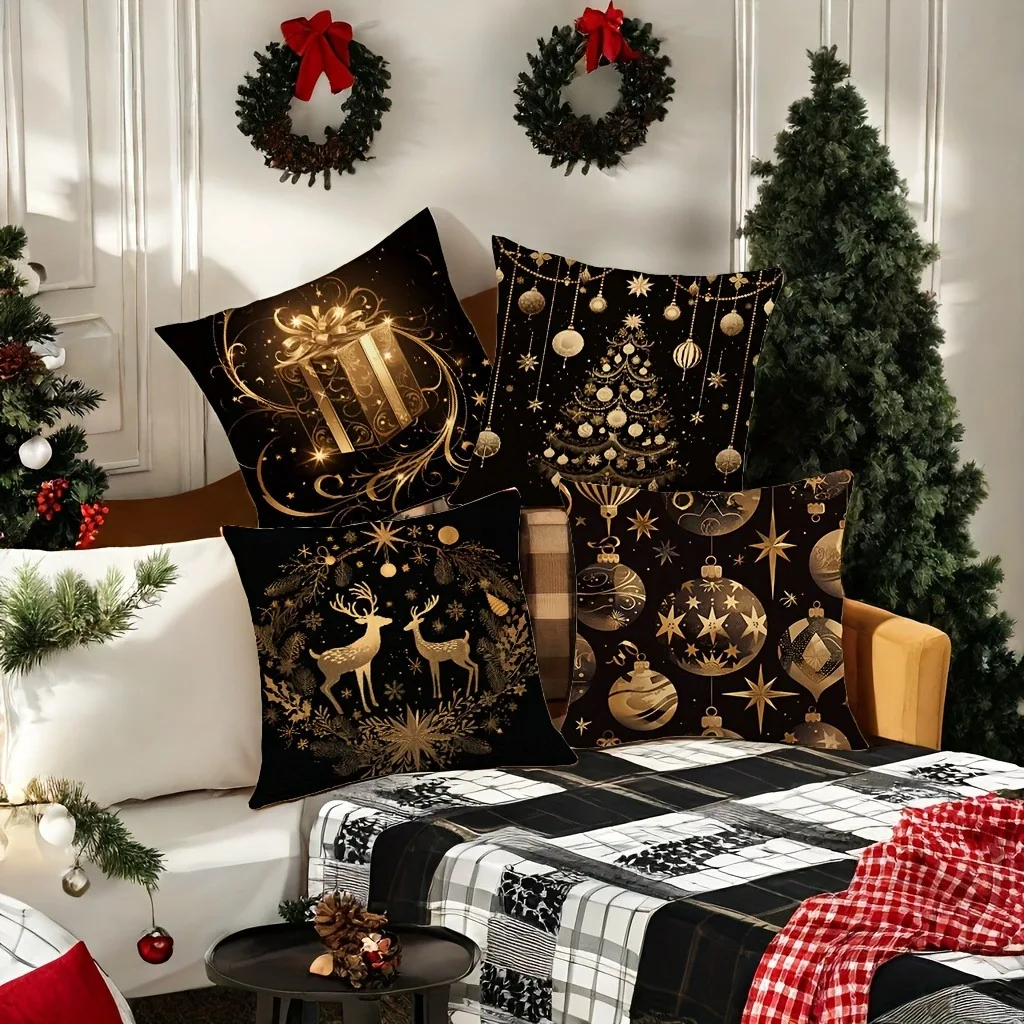 Christmas theme pillowcase home holiday party decoration pillow cover suitable for room living room sofa cushion cover gift