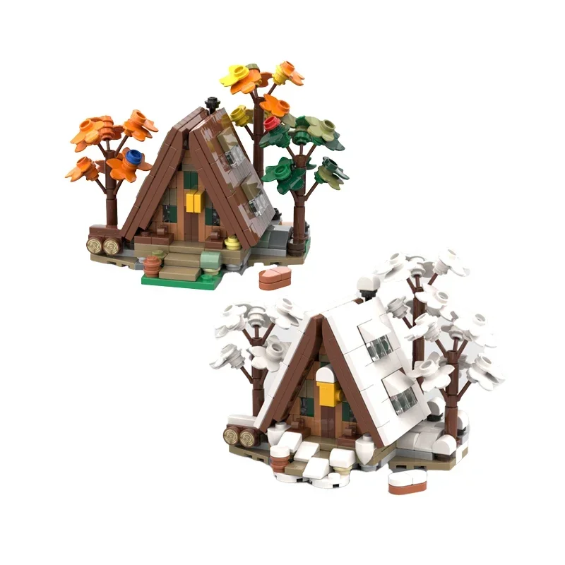 Autumn And Winter Street View Model Moc Building Bricks A-type Cabin Technology Blocks Gifts Christmas Toys DIY Sets Assembly