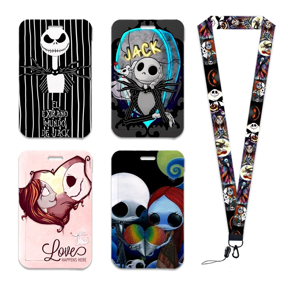 Nightmare Before Christmas moda dziewczęca uchwyt na identyfikator smycz etui na karty kredytowe z uroczym breloczkiem smycz na szyje etykieta z imieniem