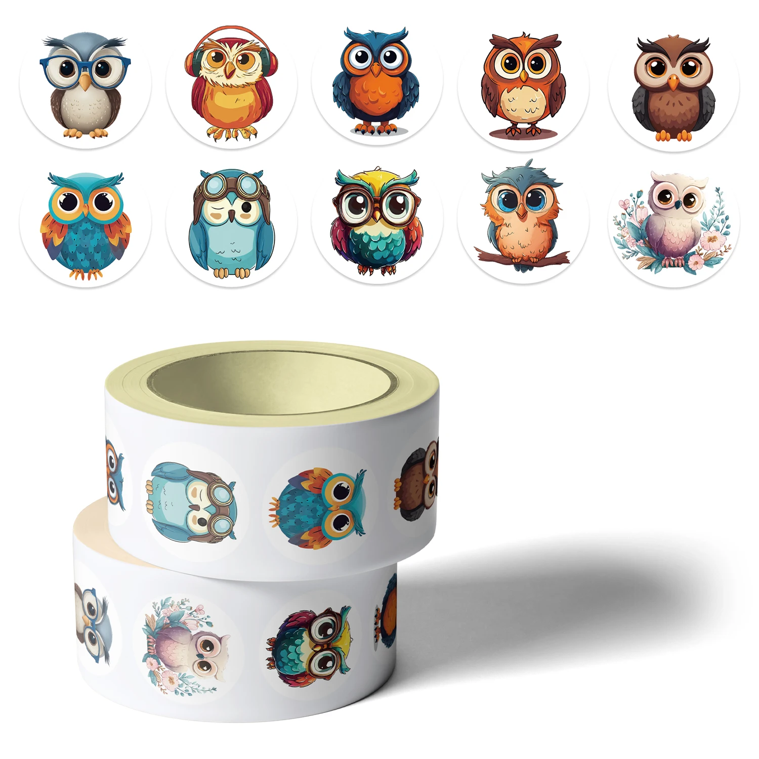 500pcs Owl Cartoon Animal Stickers, Self-Adhesive Reusable Paper Labels, Decorative Scrapbooking and Envelopes
