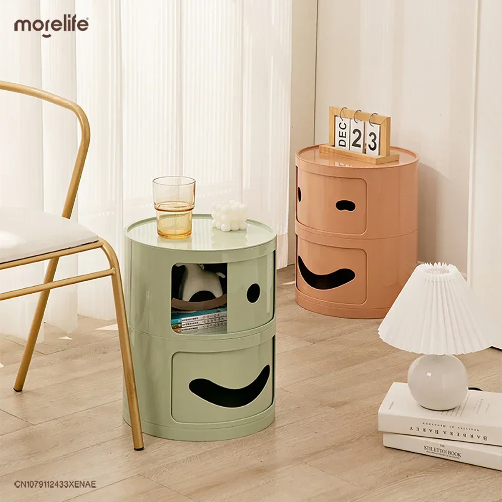 Nordic Smile Plastic Nightstands Modern Living Room Coffee Table Multi-Functional Round Colorful Set Corner Tables Furniture YX+