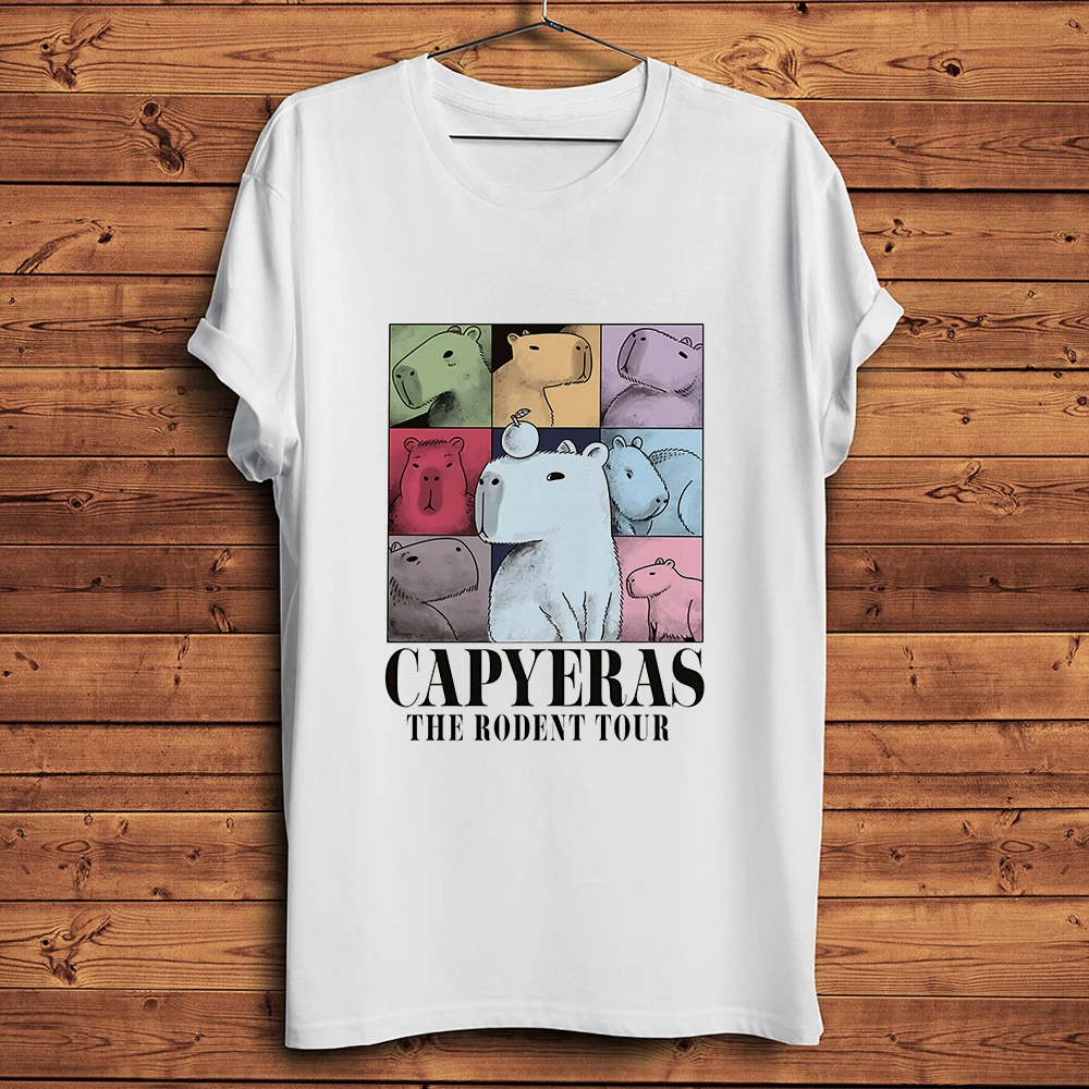 

Cute Capybara Funny T-shirt Daily o-neck Short Sleeve White Unisex TShirt Streetwear Tee,Breathable No-cracking Printing