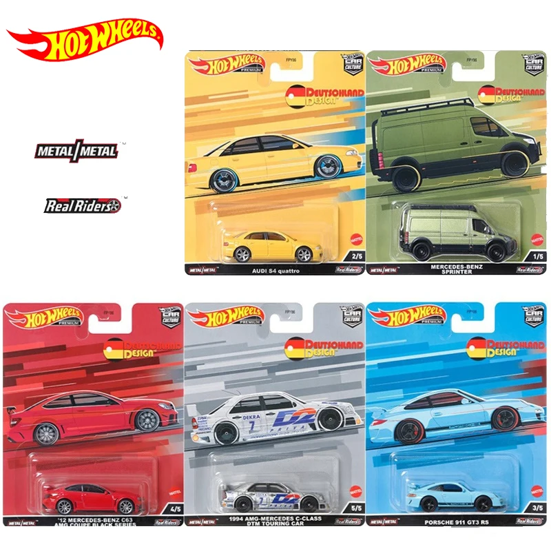 Original Hot Wheels Premium Car Culture Deutschland Design Diecast 1/64 Voiture Porsche 911 AMG-Mercedes Boys Toys for Children