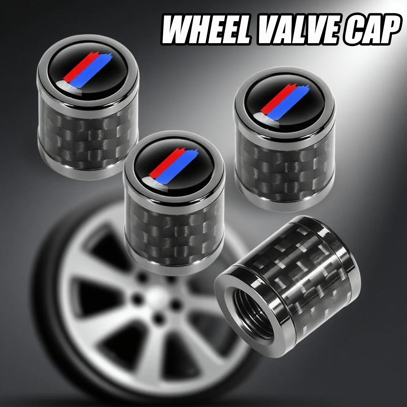 New Universal Carbon Fiber 4Pcs Car Wheel Tire Valve Caps Air Stem Covers for BMW AUDI TOYOTA Chevrolet FORD LEXUS Jaguar