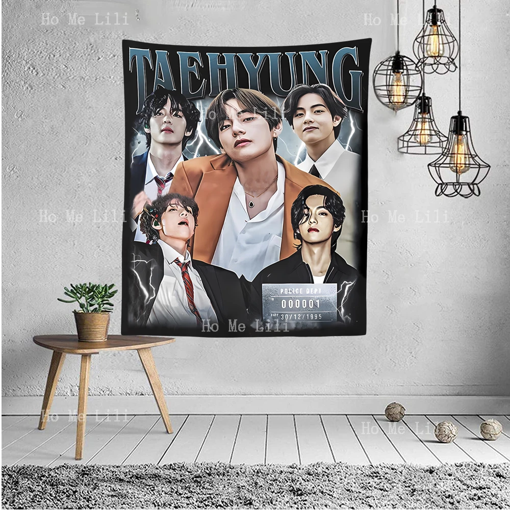 Taehyung Korean Kpop Style Graphic Vintage Tapestry Wall Hanging For Bedroom Living Room Modern Fashion Design Tapestries