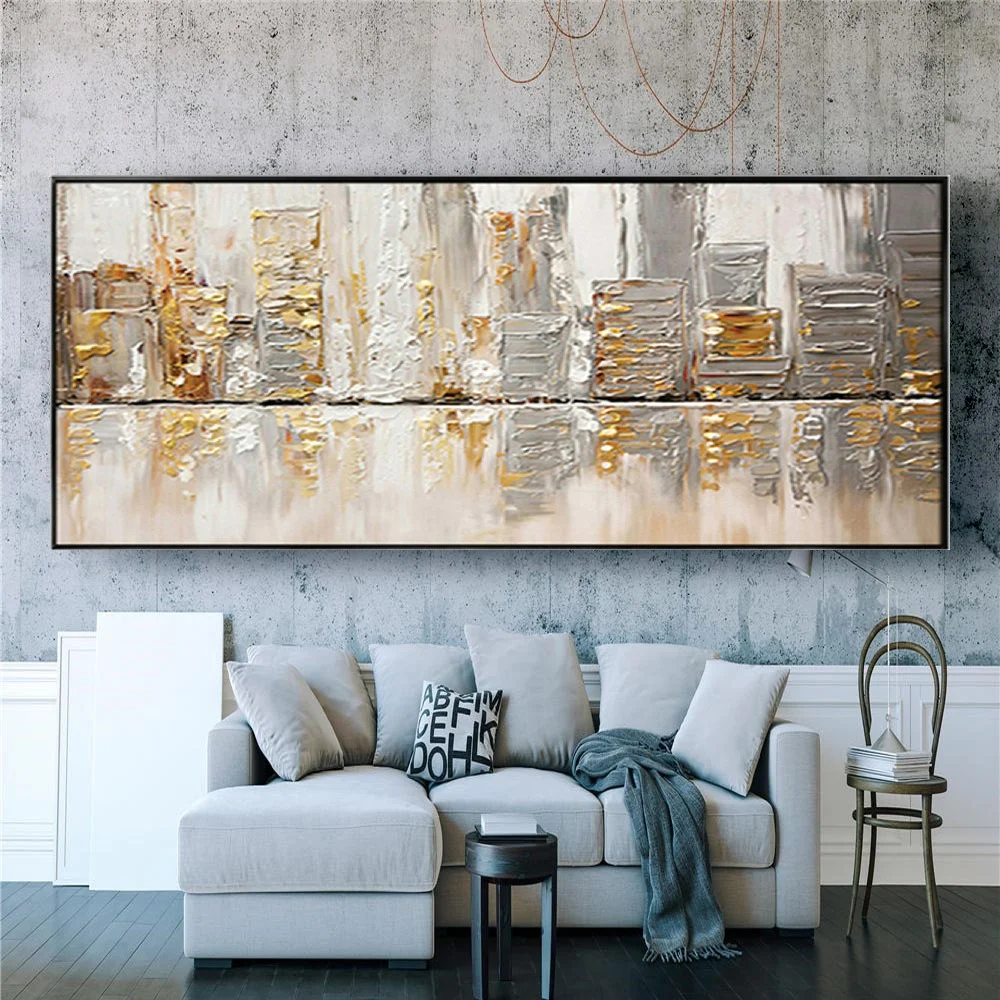 

Top Selling Modern Oil Painting City Building Mural Artwork 100% Hand-Painted Canvas Paintings Wall Art Pictures For Home Decor