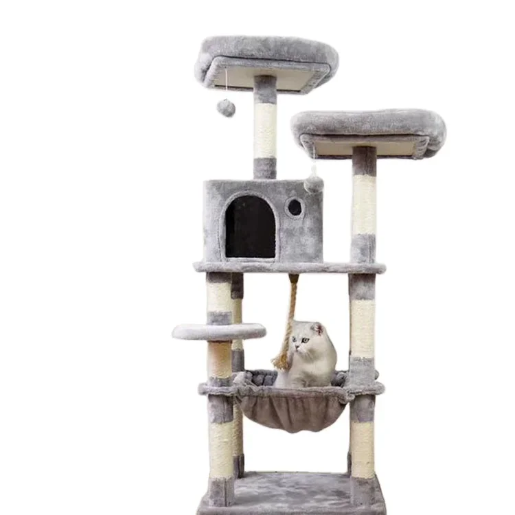 wholesale luxury wooden cat tree cat towers bed house scratching post climbing frame scratcher for cats