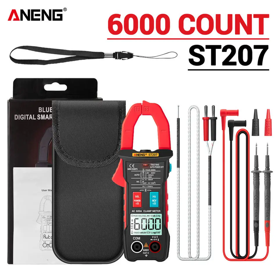 ST207 Big Screen Digital Upgraded Clamp Meters Bluetooth Smart 6000 Counts True RMS AC DC Voltage Tester Professional Multimeter