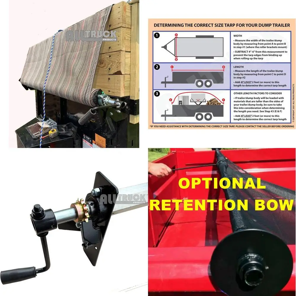 

Dump Truck and Trailer Tarp Kit Manual Pull Hand Crank Hexagon Axle NO TARP