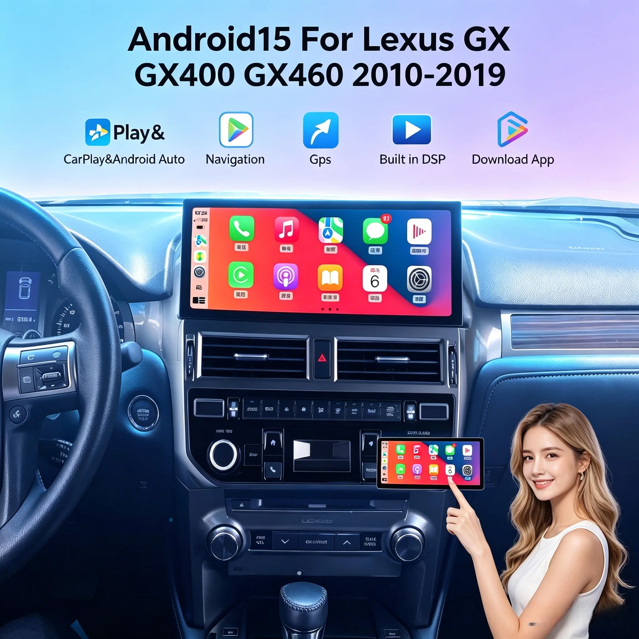 Android15 For Lexus GX/GX400/GX460 2010-2019 Car Radio Multimedia Video Player CarPlay Auto GPS Navi HeadUnit 4G Radio Android