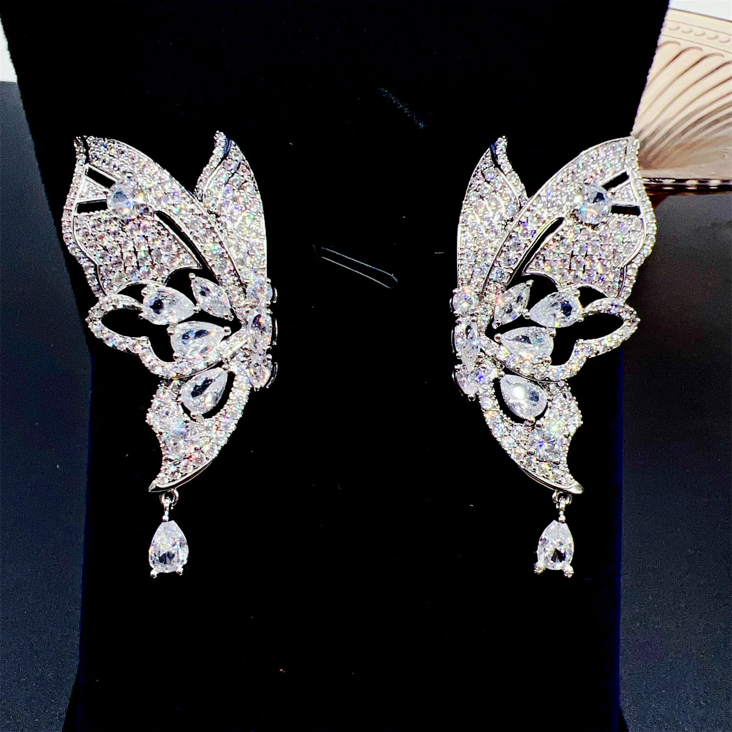 New summer super pretty butterfly earrings ladies zirconia jewellery set earrings holiday graduation party prom gift E64