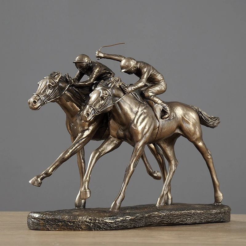 European-Style Horse Racing Equestrian Athletes Sculpture Crafts Ornaments Horse Riding Living