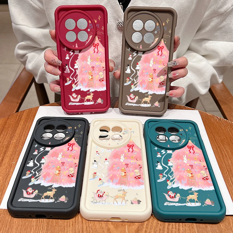 حافظة هاتف ناعمة من البولي يوريثان الحراري لهاتف OnePlus 15 13 13T 12 13R 12R 11R 5G غطاء خلفي مطبوع عليه شجرة عيد الميلاد الوردية لهاتف OnePlus Nord 5 Ace 5 3 2 #1