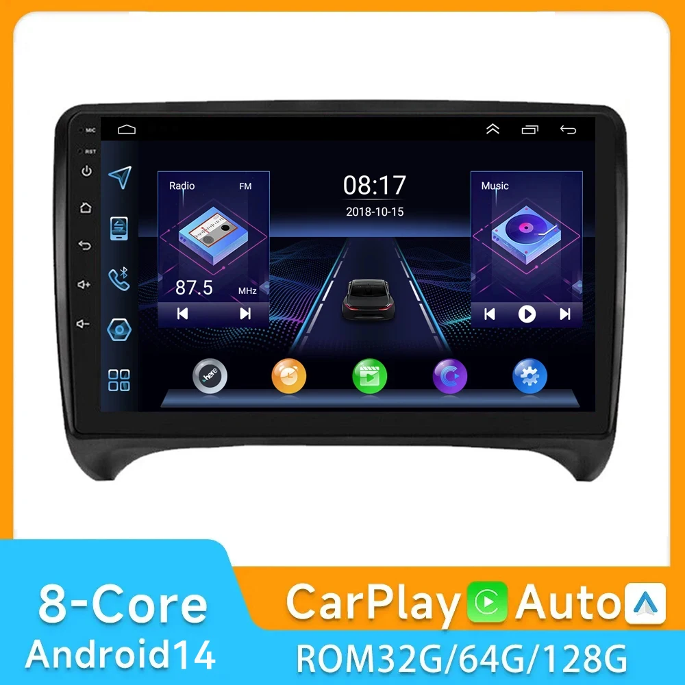 

Android 14 Radio GPS For Audi TT MK2 8J 2006 2007 2008 2009-2012 Car Stereo Multimedia 4G+WIFI Autoradio Carplay No 2 Din DVD