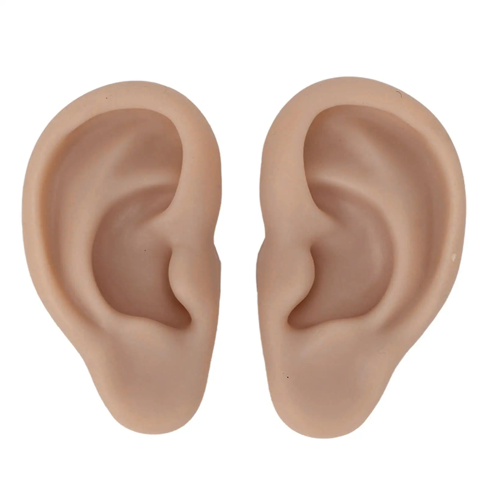 1 Pair Soft Silicone Ear Models for earrings Display, Piercing Practice & Tattoo Accessories - Flexible Simulation