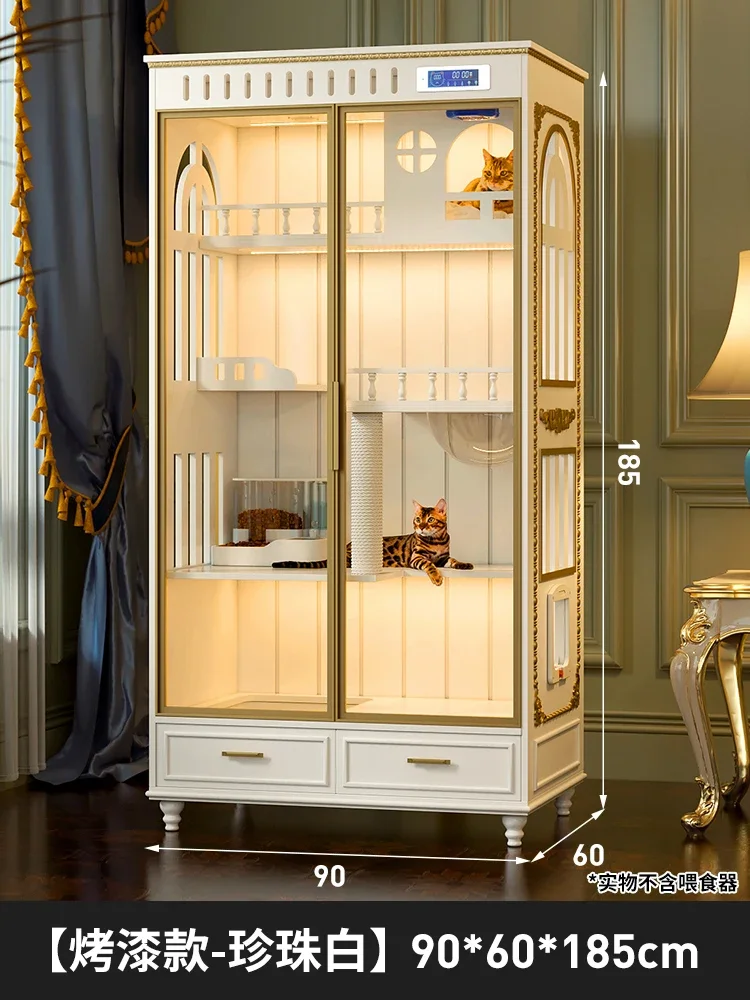 A  Solid Wood Cat Villa Home Indoor Three-Layer Cat House Large Luxury Cat Nest Castle