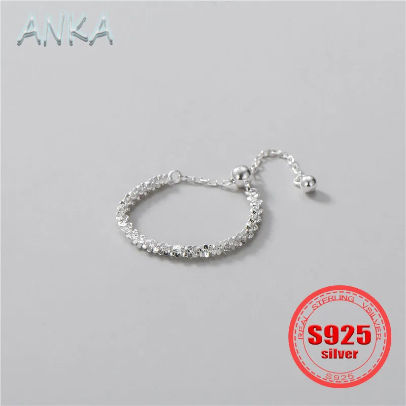 

ANKA NEW Sparkling Galaxy Ring S925 Sterling Silver Adjustable Tassel Stacked Band Section Simple Style