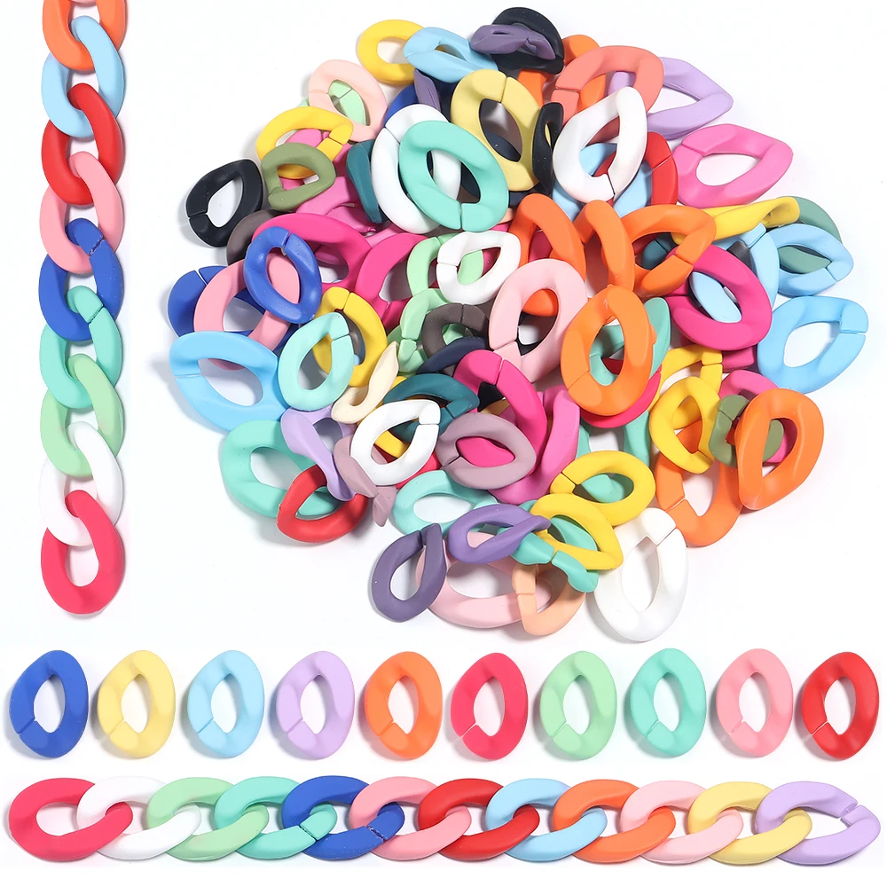 20pcs/lot Colorful Acrylic Twisted Link Chain Clasps For Jewelry Connectors Open Buckle DIY Necklace Glasses Chains Accessories