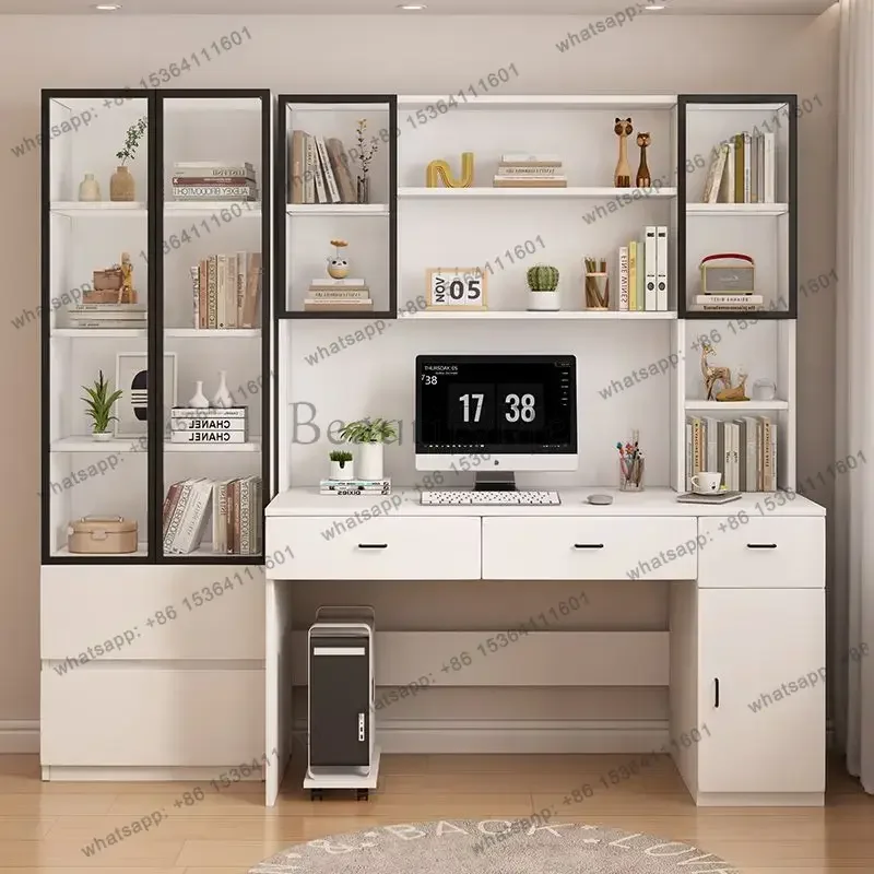 ld Computer Desk Bookshelf Bookcase Integrated Table Bedroom Writing Desk with Drawer Writing Table Student   Office Table