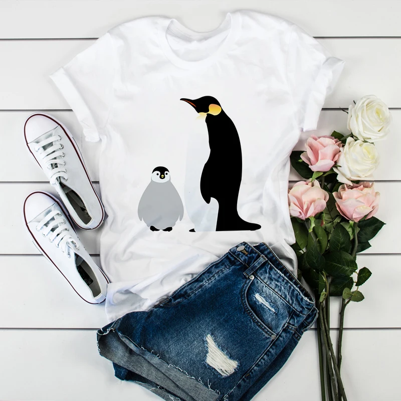 PENGUIN T Shirt stampata divertente magliette Cute Cartoon t shirt per le donne estate maniche corte abbigliamento donna Graphic Tshirt