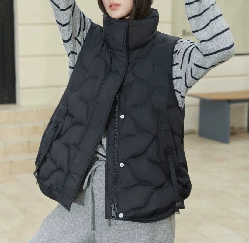 2026 Autumn and Winter Women's Down Vest Windproof Standing Collar Short Light Vest