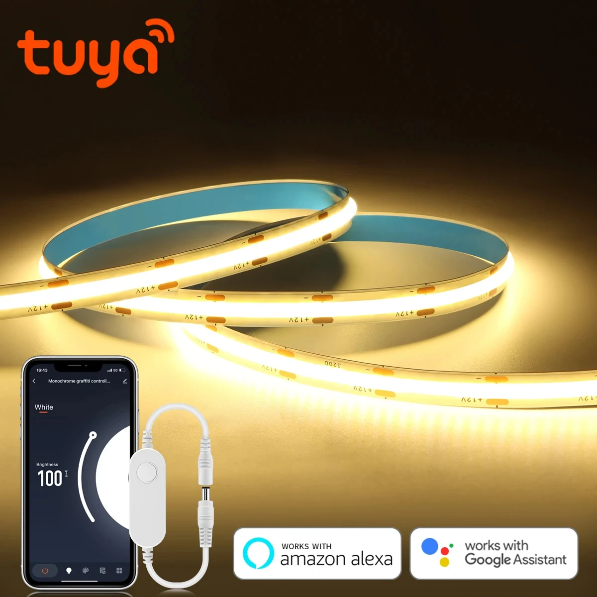 Tuya Smart Wifi COB LED Strip Light 24V LED Tape Lamp Home Room Kitchen Cabinet Corridor Wall Mirror Backlight Lighting Ribbon