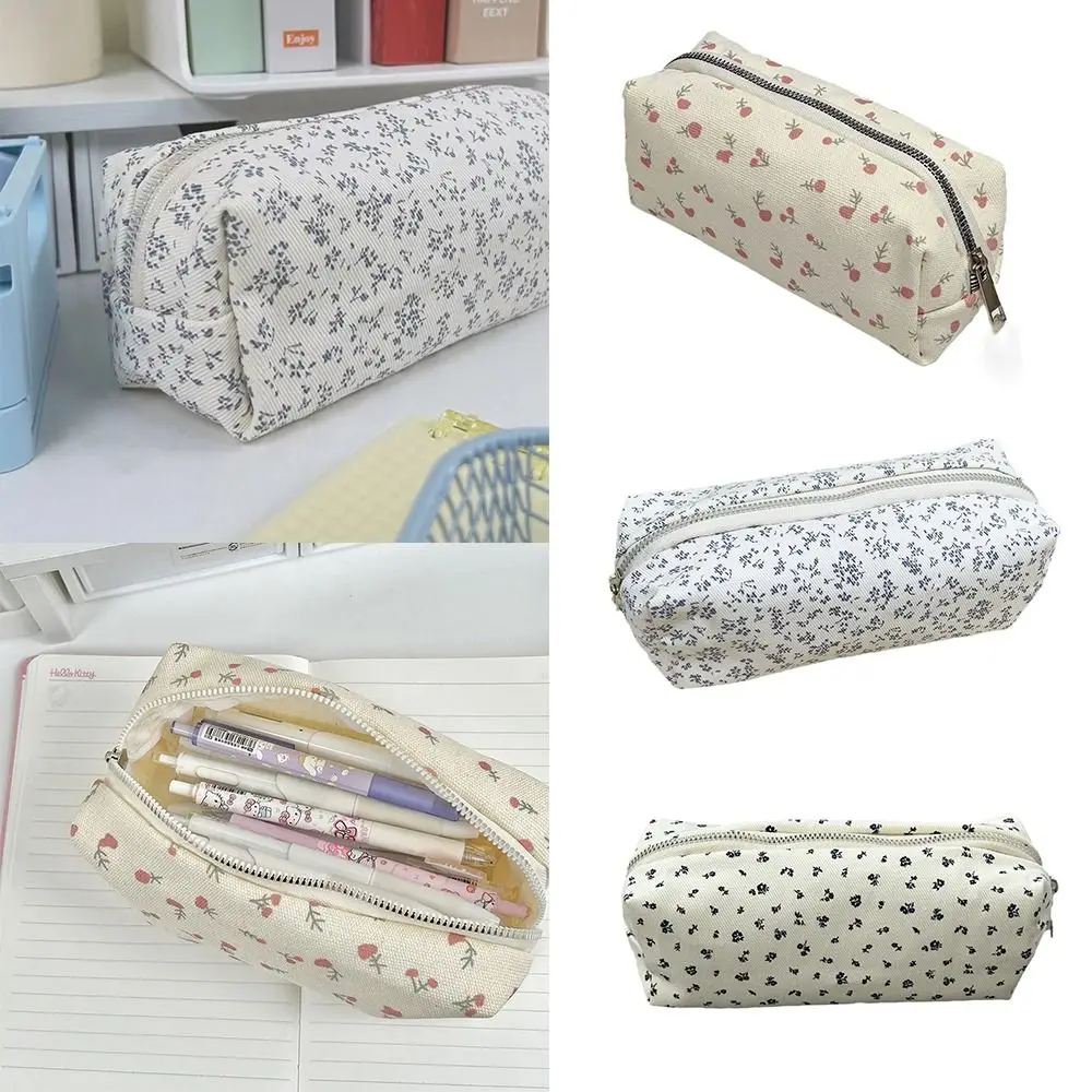 

INS Floral Print Pen Bag Large Capacity Multifunctional Stationery Bag Stationery Organizer Students