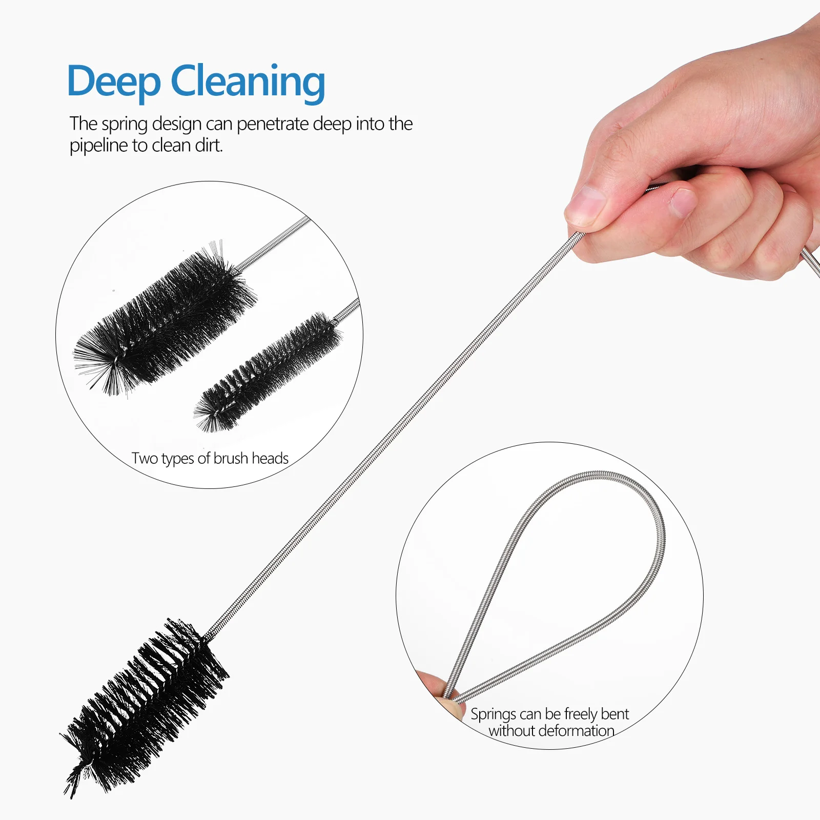 

Drain Cleaners Spring Brush Stainless Steel Double Ended Hose Kitchen Bath Cleaning Tools Tube Straw