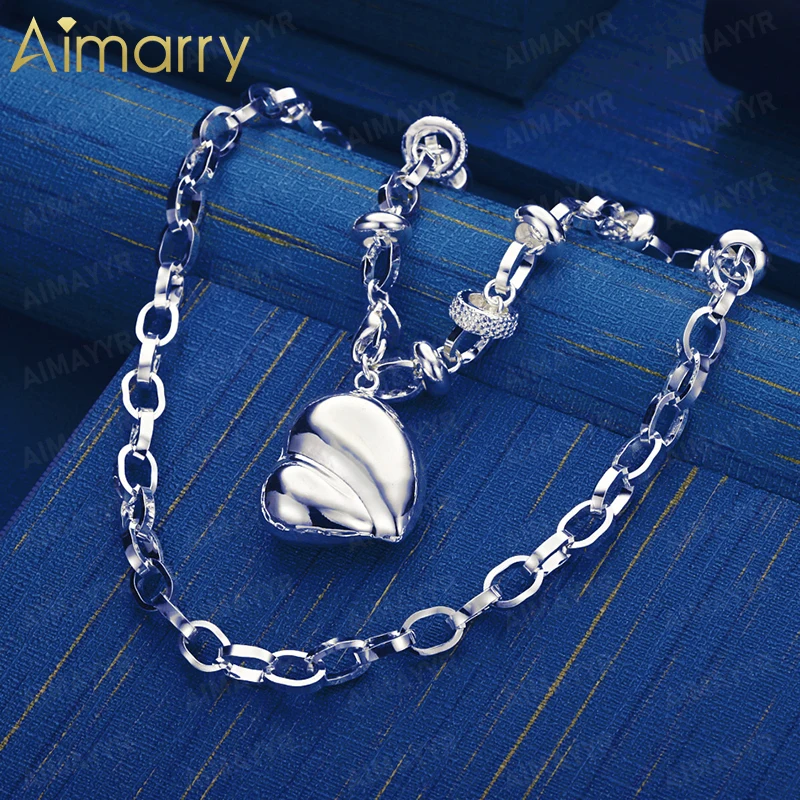 925 Sterling Silver Three-dimensional Love Necklace 18 Inch Women's Party Banquet Engagement Wedding Fashion Jewelry