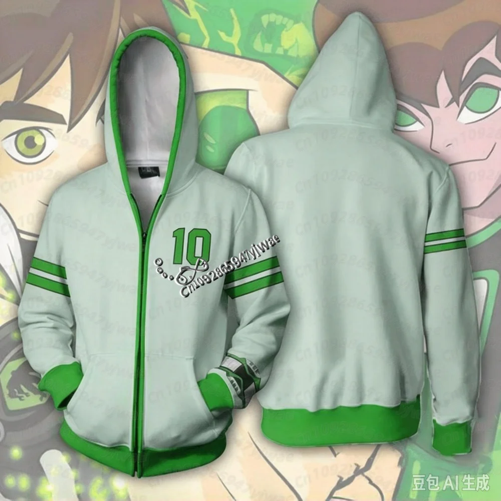 2026 Winter KIDS Popular Ben 10 Omnitrix Cosplay Hoodies 3D Ben Tennyson Printed Anime Cartoon Sweatshirt Autumn  KIDS Hoodie