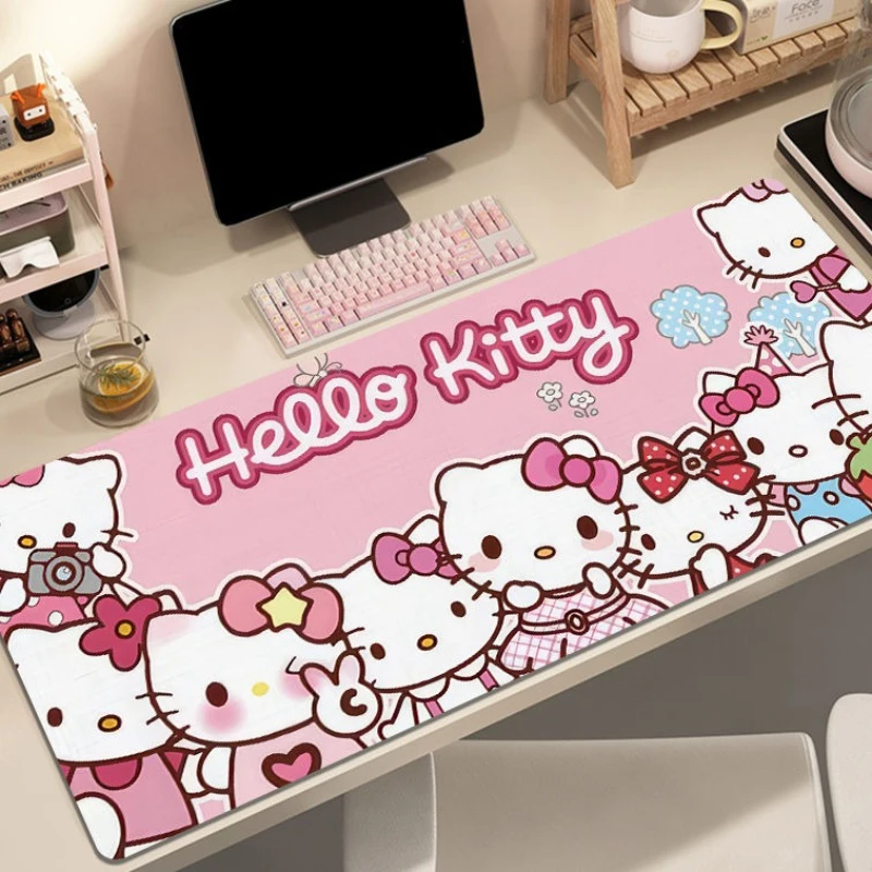 

Large Mouse Hello Kitty Pink Pad Non-Slip Keyboard Office Desk Mat Girl Wrist Protector Cute Kawaii Computer Accessory Deskmat