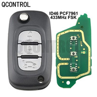 QCONTROL 3 Buttons Car Remote  Key Suit for  Renault Scenic III Megane III Fluence 2009-2015 with ID46 pcf7961 chip and 433MHz