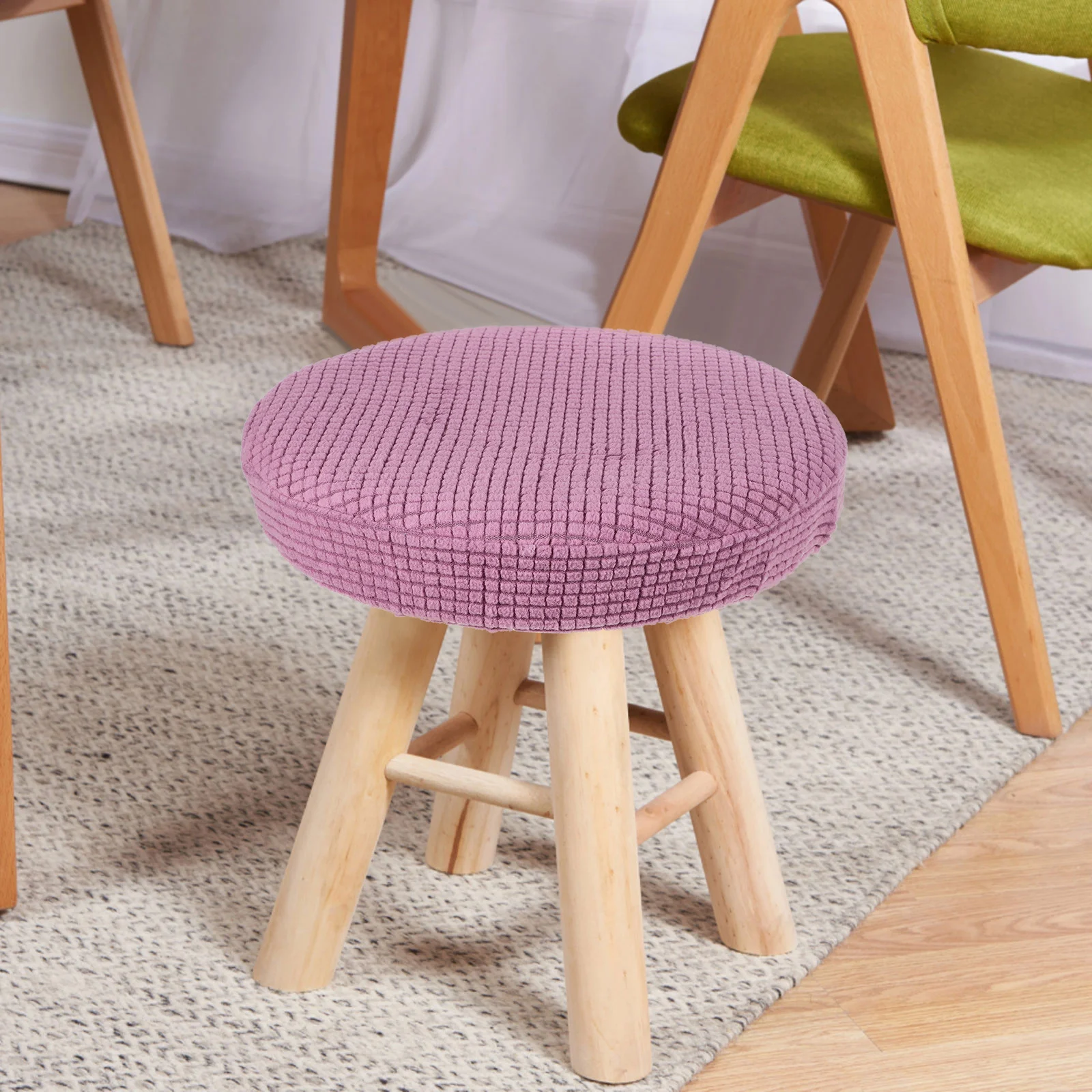 

Chair Cover Elastic Round Seat Protector For Dining Room Wedding Hotel Party Office 30-38Cm Light Purple